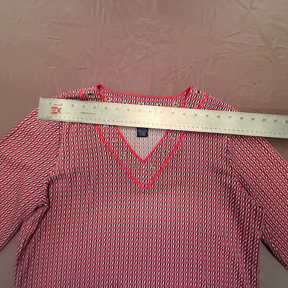 Doncaster Red/Navy V-Neck Women's 3/4 Sleeve Gold Chain Top Size 14/XL - Picture 7 of 10